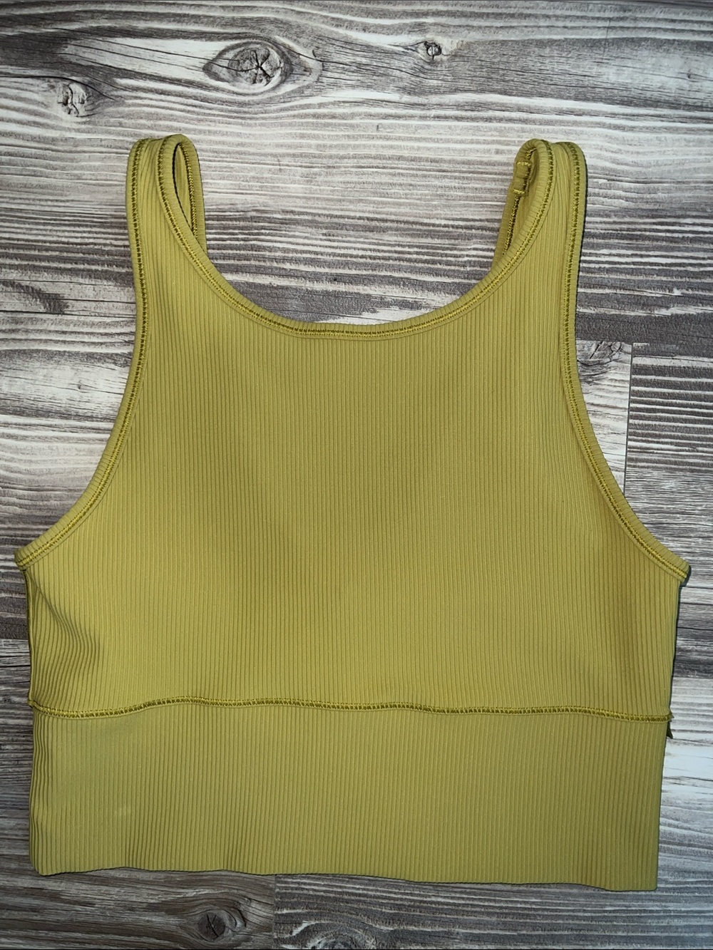 Lululemon Power Pivot Ribbed Tank Top Green Gold Size 10